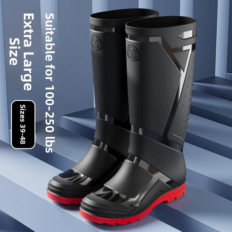 Bottes de pêche hautes homme noir classique grande taille 39-48 imperméables résistantes à la boue