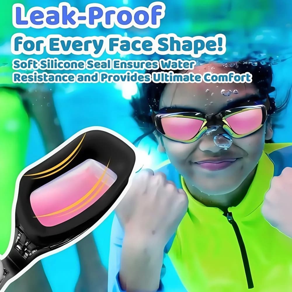 Lunettes natation enfants 2-14 ans silicone qualité anti UV400 protection verres clairs set