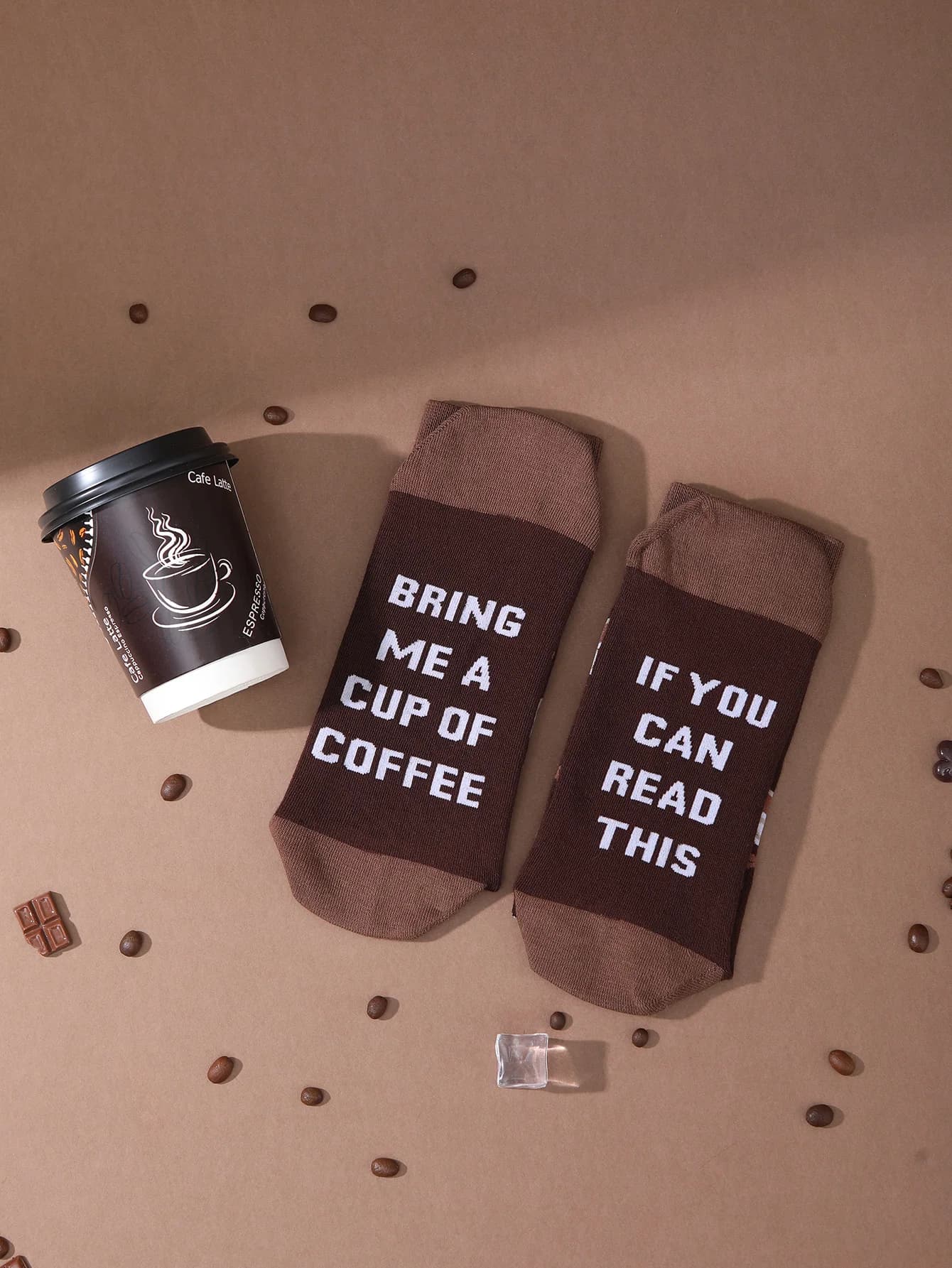 Chaussettes mi-mollet homme cadeau original boîte tasse café style tendance confortable