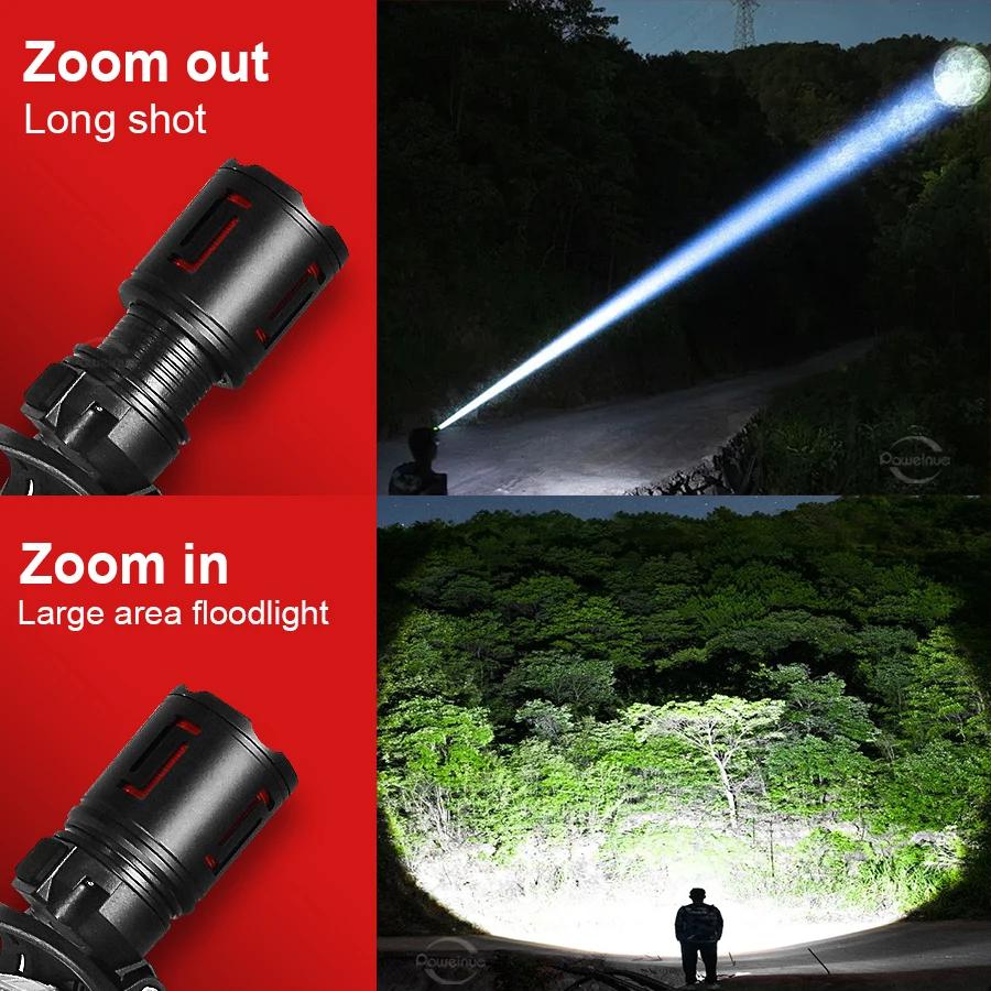 Lampe frontale pêche 350000 lux ultra puissante 4000m portée rechargeable 18650 pour pêche gros carnassiers