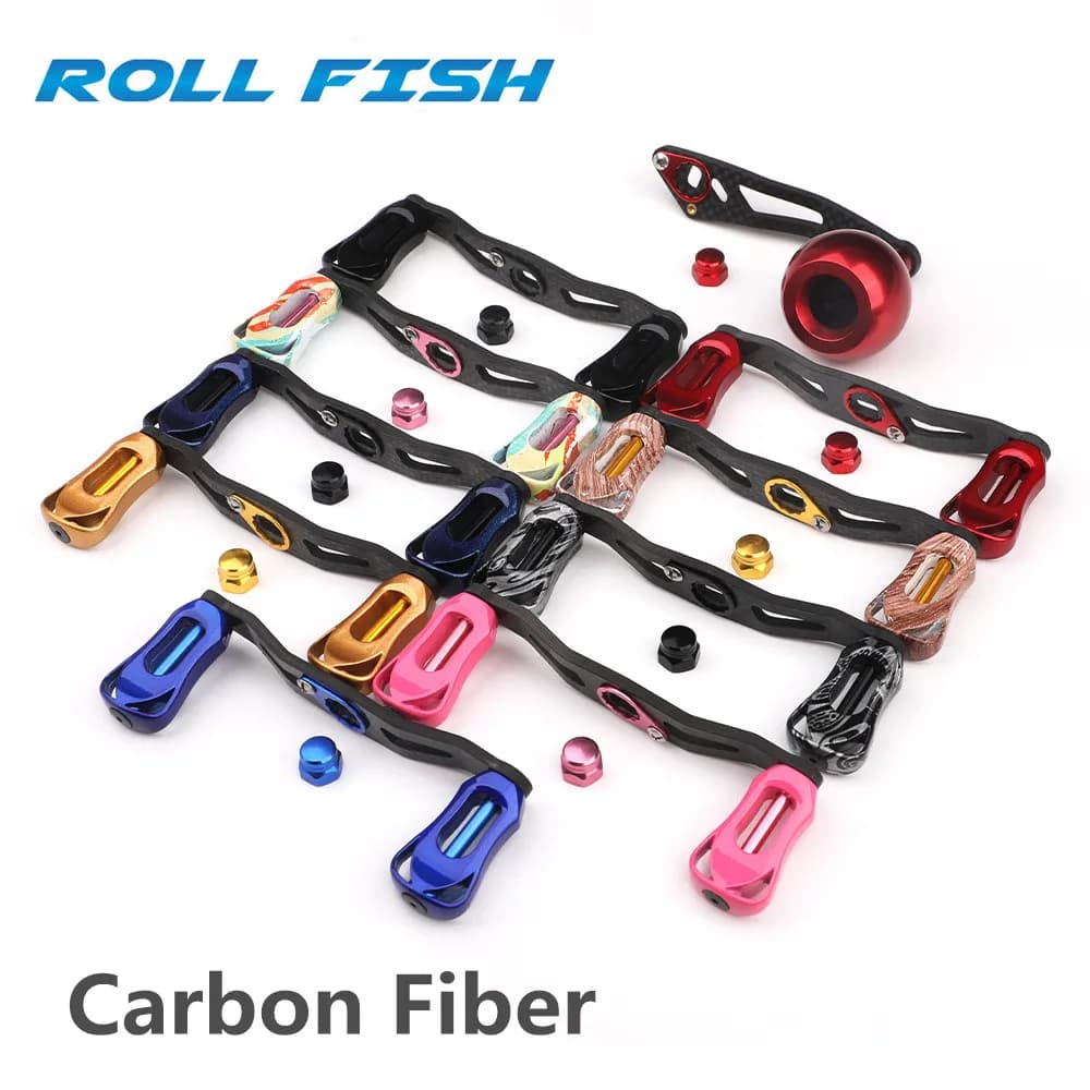Manivelle Rollfish en fibre de carbone légère 19-29g, design ergonomique pour moulinet de pêche