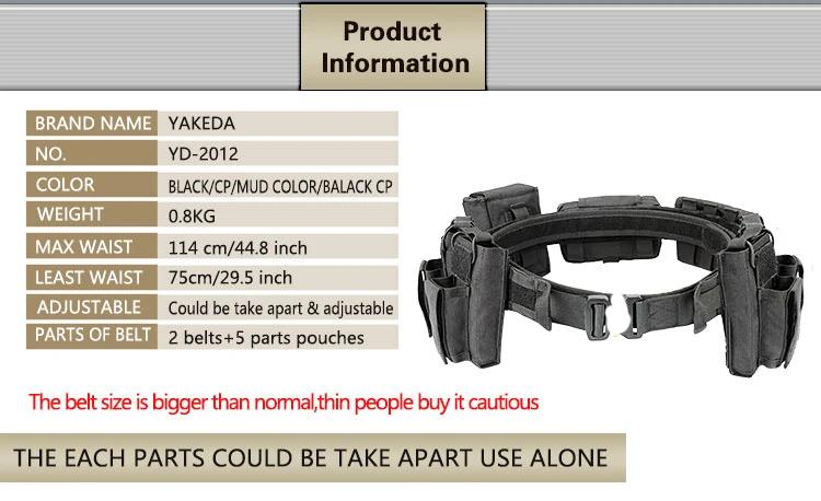 Ceinture tactique Yakeda noir pour pêche airsoft - Équipement sécurité chasse outdoor