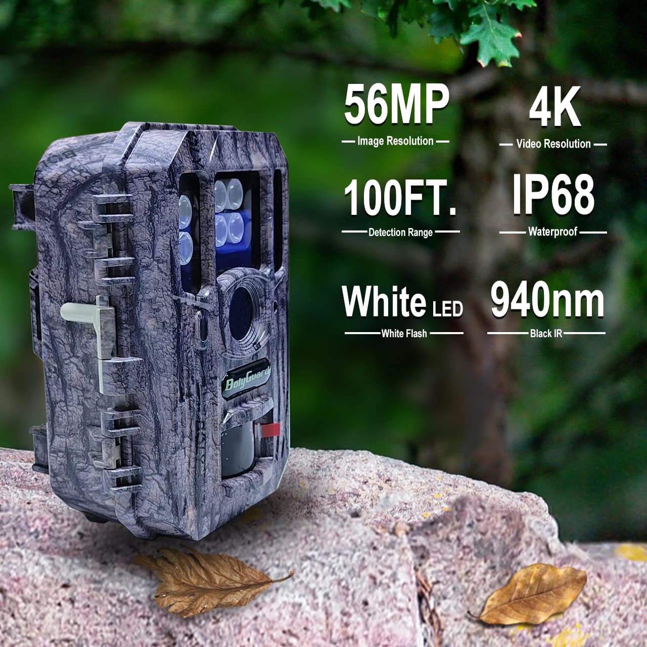 Caméra trail 4G LTE BolyGuard BG662-M GPS 56MP/4K vision nocturne IP68 étanche