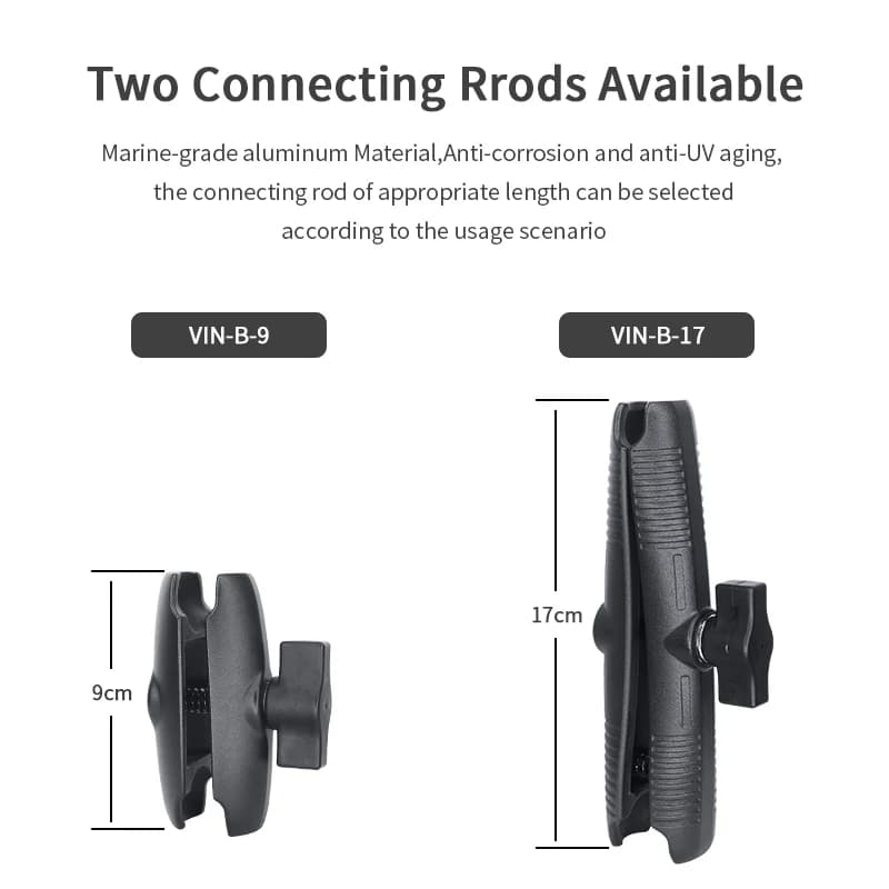 Support VINmounts 1" pour sondeur pêche en aluminium, compatible bras RAM B-Style double embase