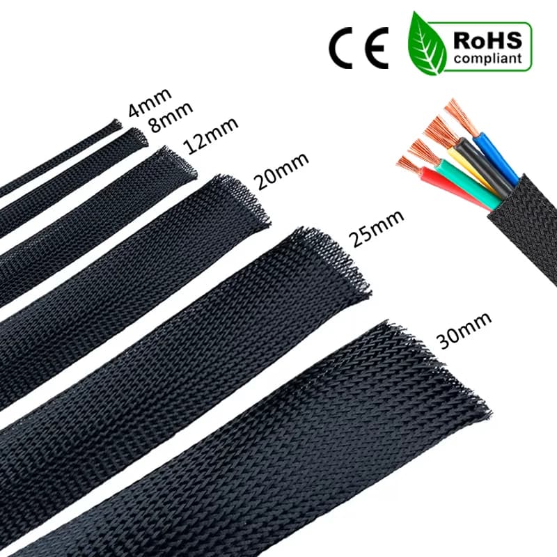 Gaine isolante noire 1/5/10M pour câbles pêche protection gainage électrique tube nylon ignifuge