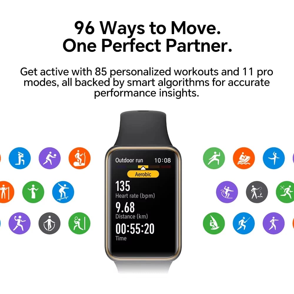 Honor Band 10 Version Globale - Bracelet connecté écran AMOLED 1,57 pouces étanche 5ATM santé matinale