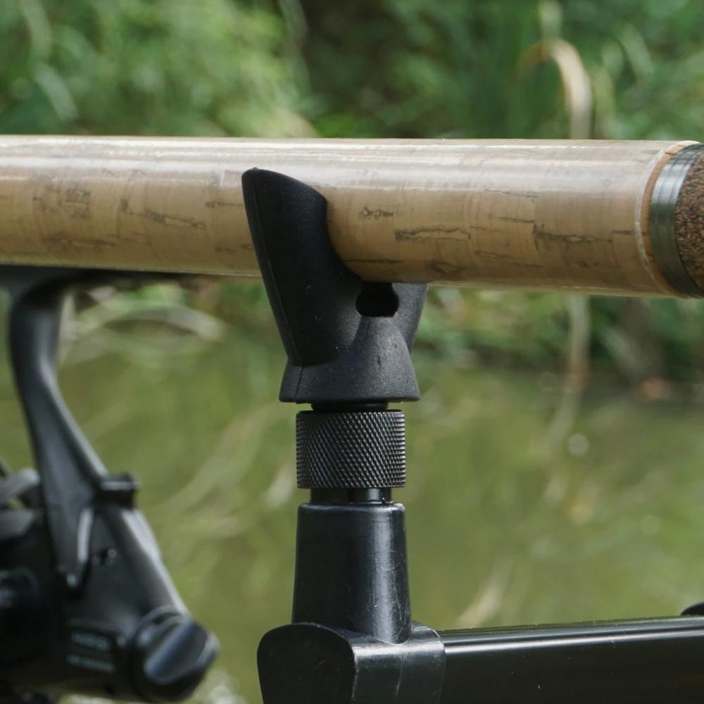 Tête de support de canne en caoutchouc noir pour pêche à la carpe avec grip ergonomique et filetage standard 3/8 pour stabiliser et sécuriser les cannes à pêche pour les longues sessions de pêche