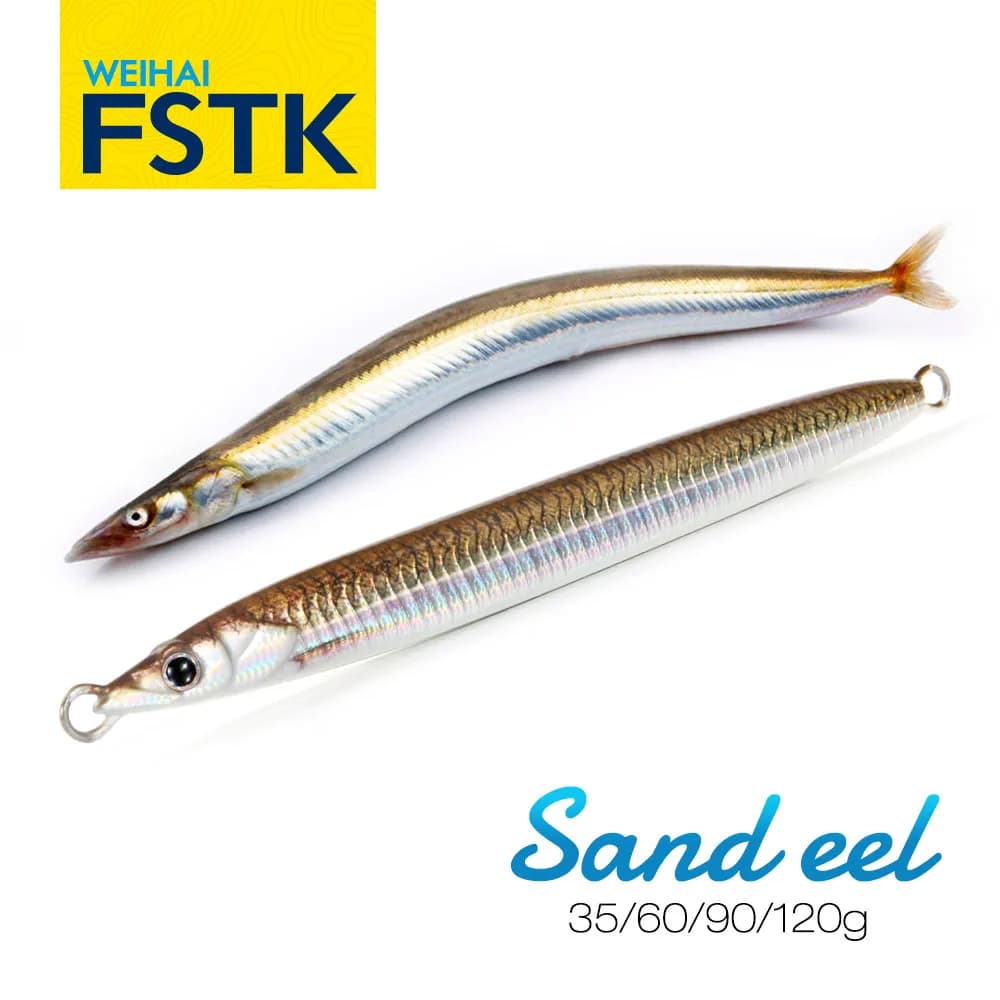 Leurre FSTK Sand Eel 35g-120g pour jigging côtier et pêche offshore longue distance