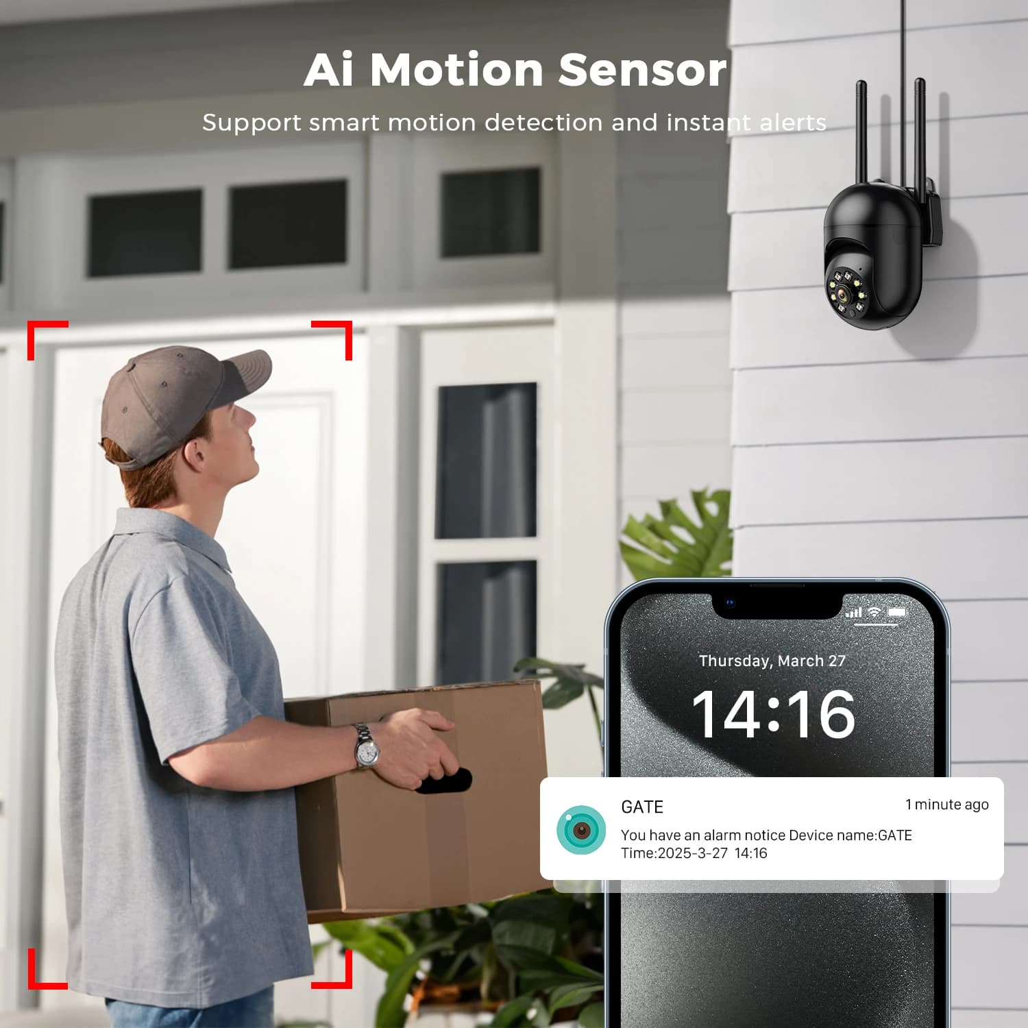 Caméra surveillance WiFi 4MP2K PTZ avec détection IA humaine et audio bidirectionnel - ICSEE pour maison