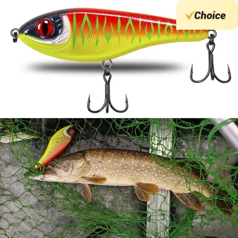 Leurre jerkbait Tsuyoki 90mm-105mm sinking - Crankbait sonore pour pêche lente du brochet et sandre