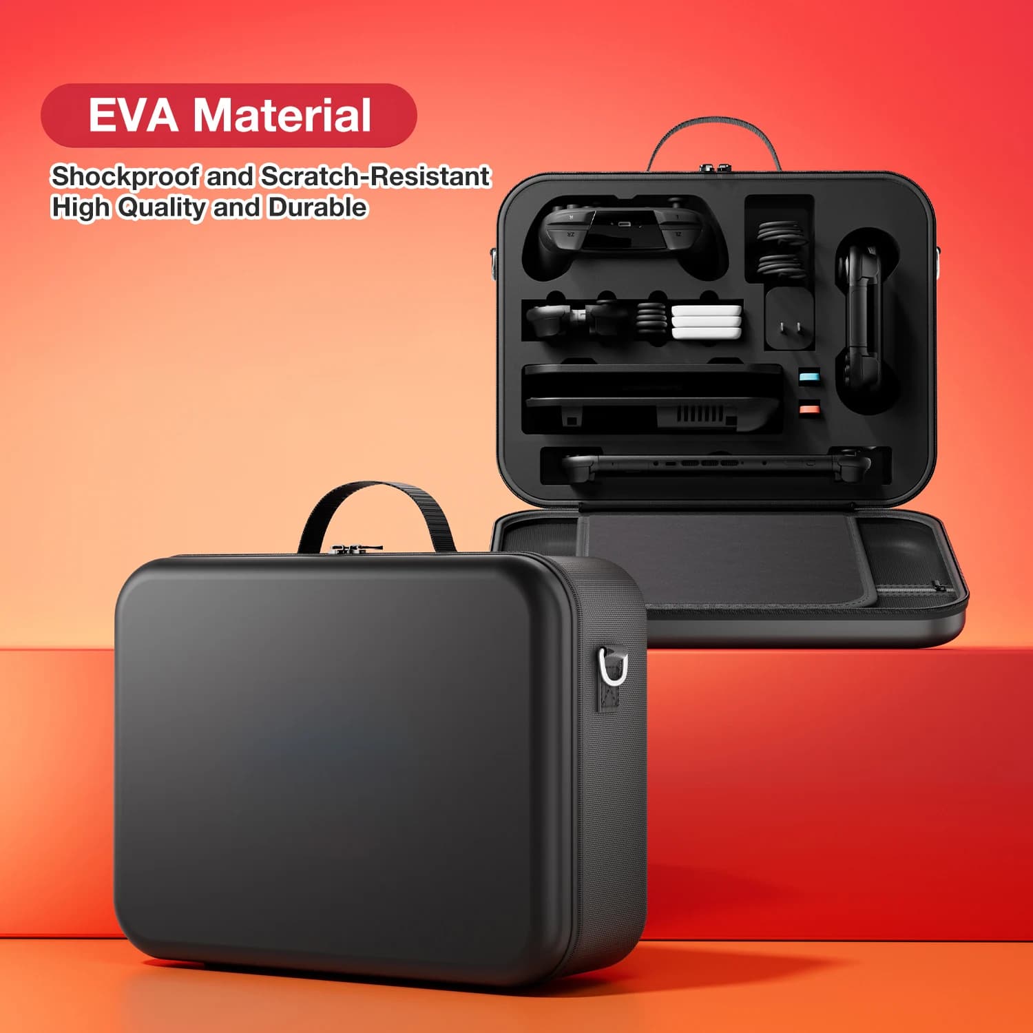 Grand sac de transport pour Switch 2 étanche, anti-rayures avec compartiment chargeur et accessoires