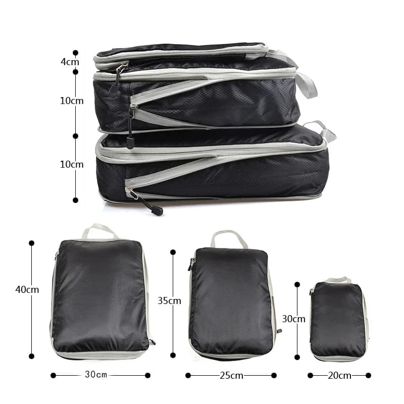 Cubes de compression pliables étanches pour valise - organisateur de voyage nylon avec poignée