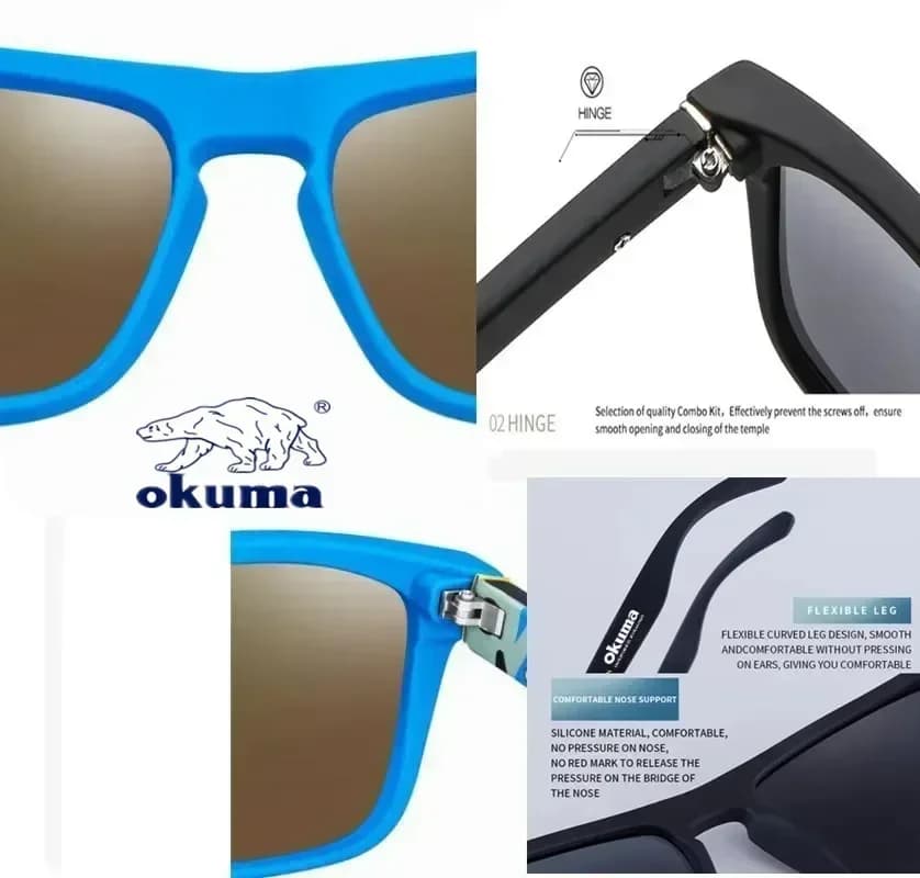 Lunettes de soleil polarisées Okuma UV400 pour pêche, chasse, vélo - Hommes et femmes