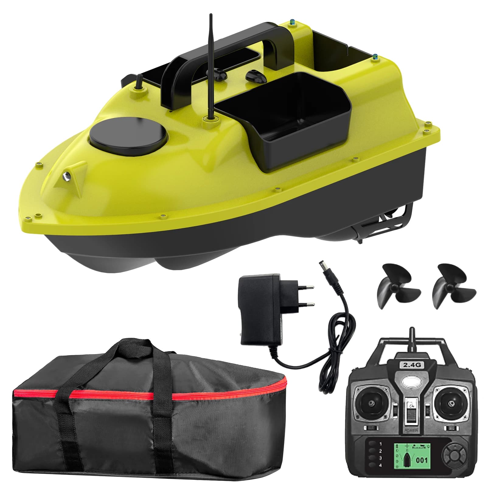 Bateau appât pêche GPS sans fil avec 3 conteneurs appâts télécommande 400-500m portée retour automatique carpe