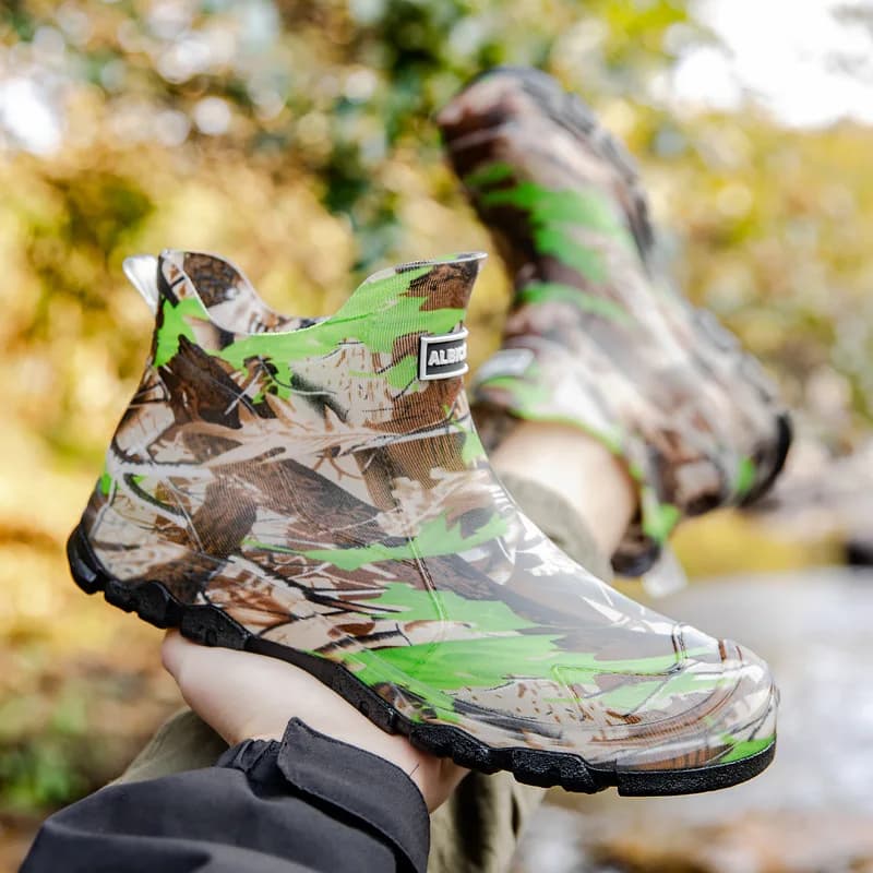 Bottes de pluie homme grande taille camouflage anti-dérapantes imperméables PVC 46 47 48