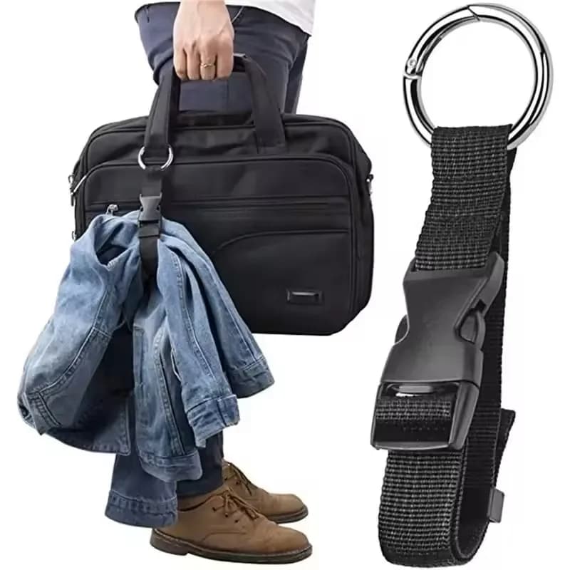 Sac de rangement valise noir nylon - Poche de voyage avec crochet et boucle d'escalade
