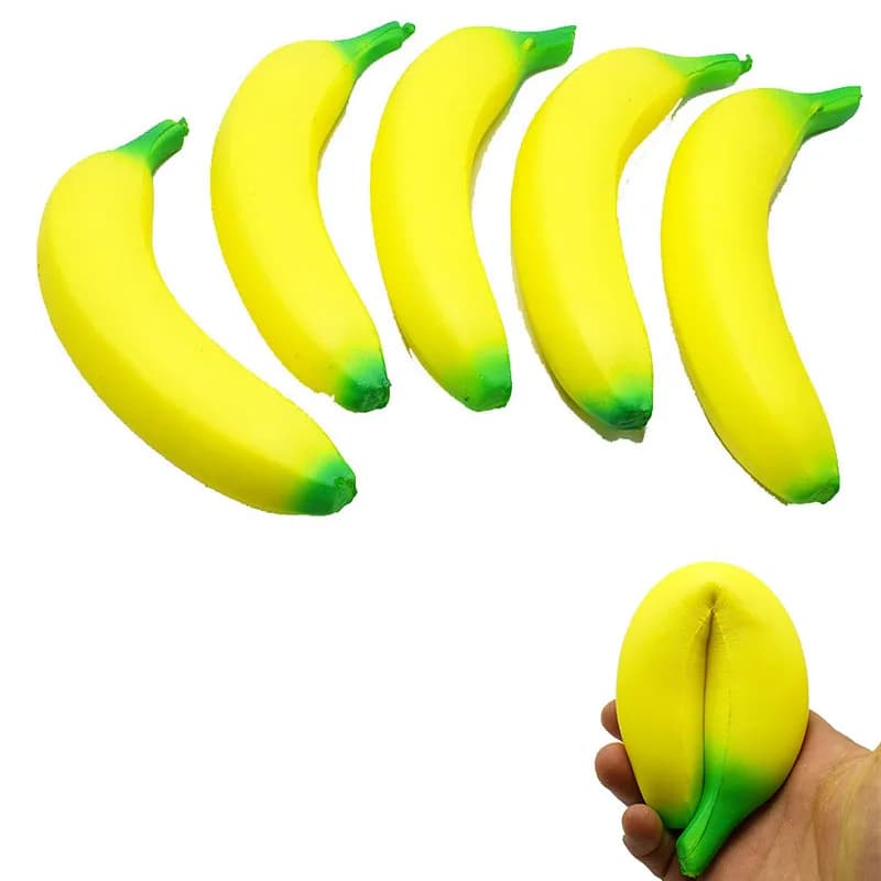 Jouet anti-stress banane géante squishy - Fruit squeezable slow rising réducteur de pression rigolo