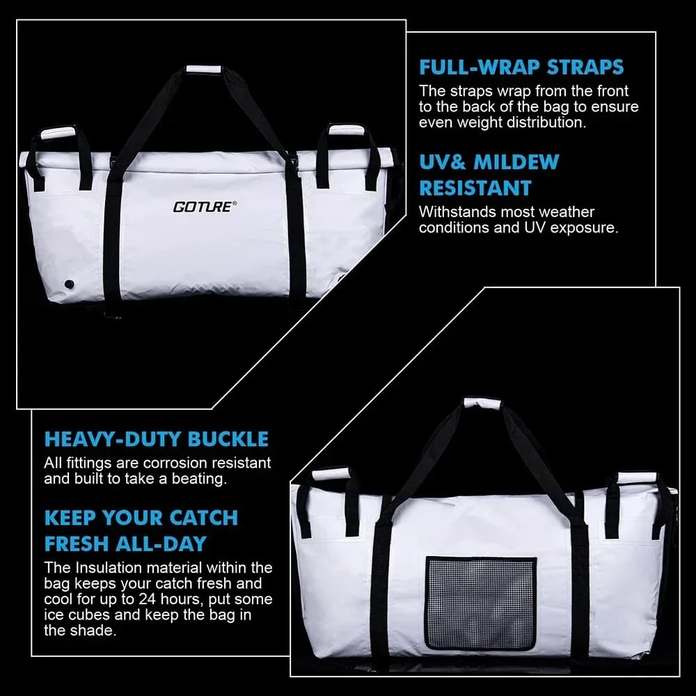 Glacière de pêche Goture grande capacité - Sac isotherme imperméable pour sorties pêche en mer et extérieur
