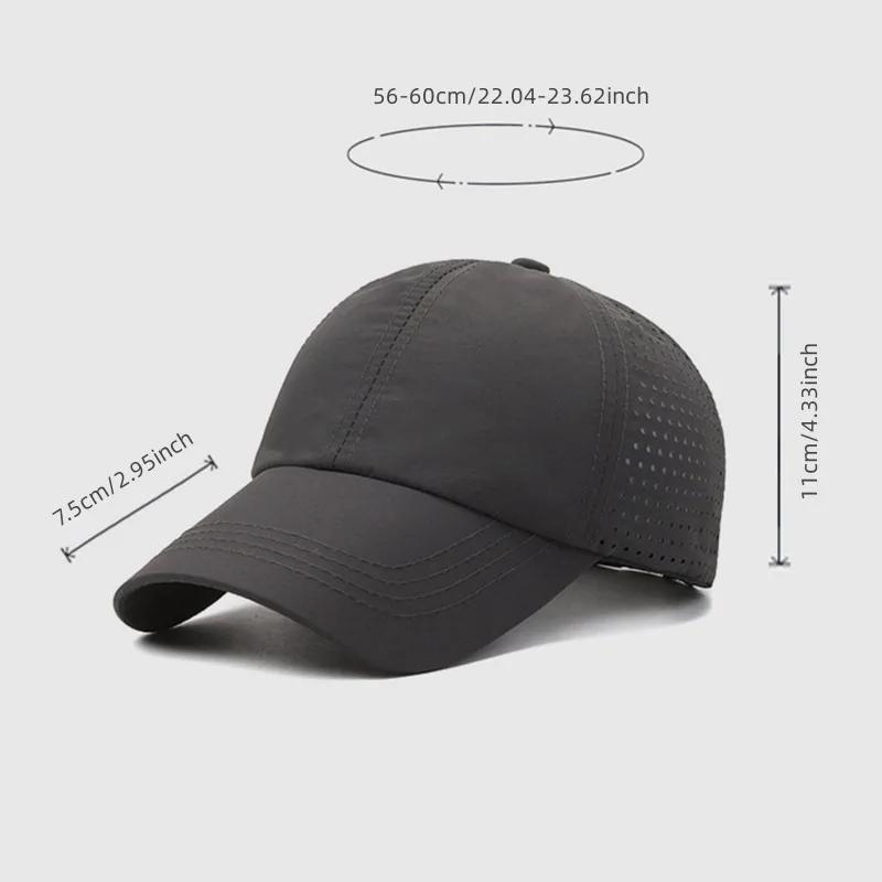 Casquette Baseball Noire Dry Fit - Sport Outdoor Respirante Pêche Randonnée Chasse