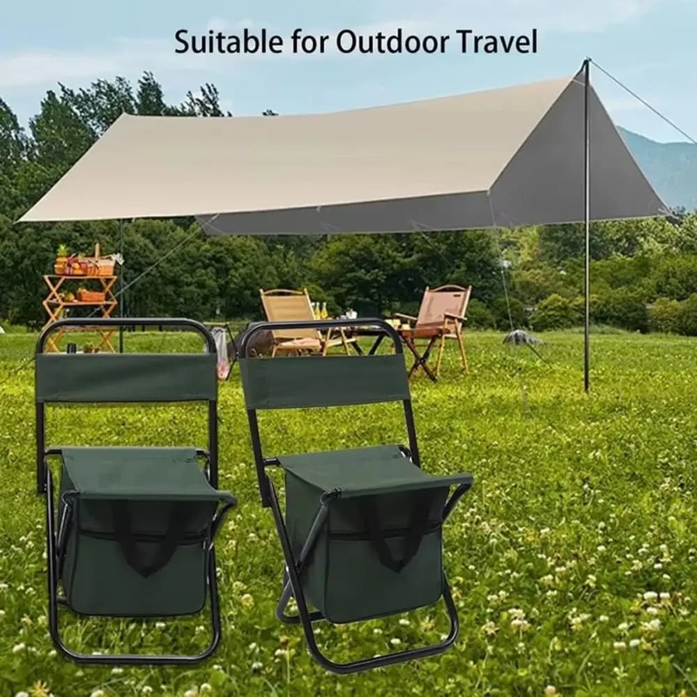 Chaise de pêche pliante résistante avec boîte de rangement - Porte-main style sac main capacité forte