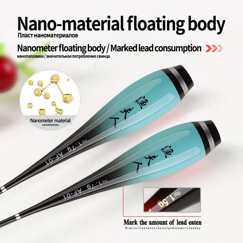 3 pièces corps de flotteur nano + 3 tubes bouchon lumineux sans queue CR425 pour pêche en mer et lac
