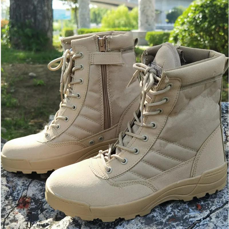 Bottes de pêche militaires hautes - Chaussures de randonnée imperméables semelle caoutchouc pour pêche et camping
