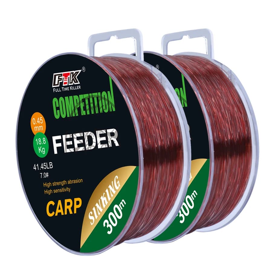 FTK fil nylon super résistant 150M 300M fluorocarbone 0.14-0.50mm pour pêche carpe 15.35-44.75LB