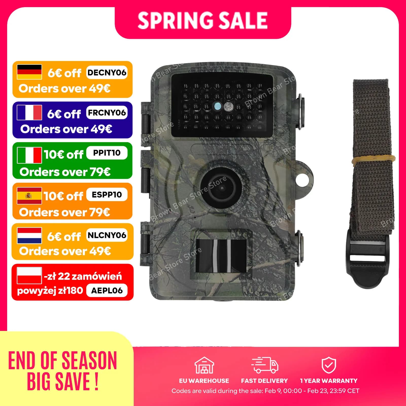 Caméra de chasse AL-113 1080P 38 LED IR déclenchement 0.7s étanche IP66 pour traçage animaux rapide