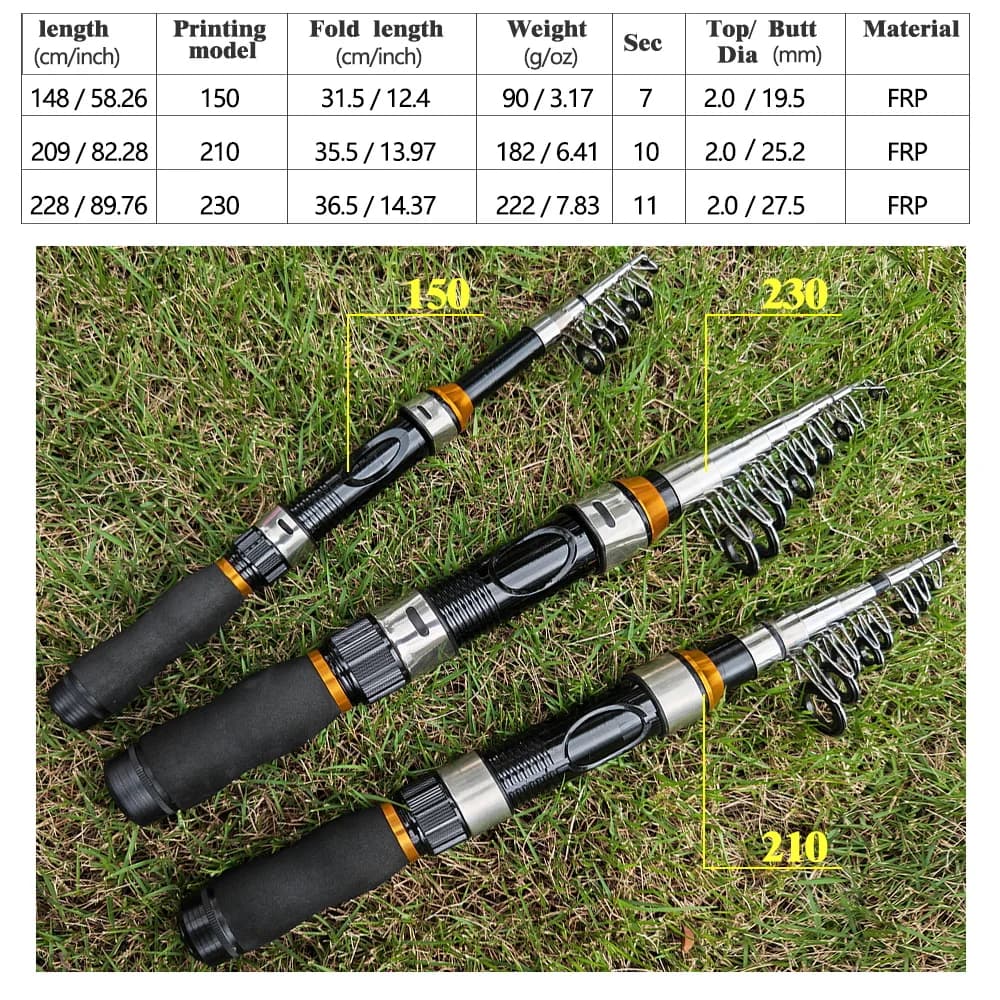 Canne télescopique JOSBY 2.3m 2.1m 1.5m mini voyage carbone feeder carp ultra courte portable
