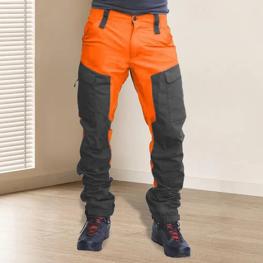 Pantalon cargo outdoor multi-poches montagne réparation pêche travail homme colorblock
