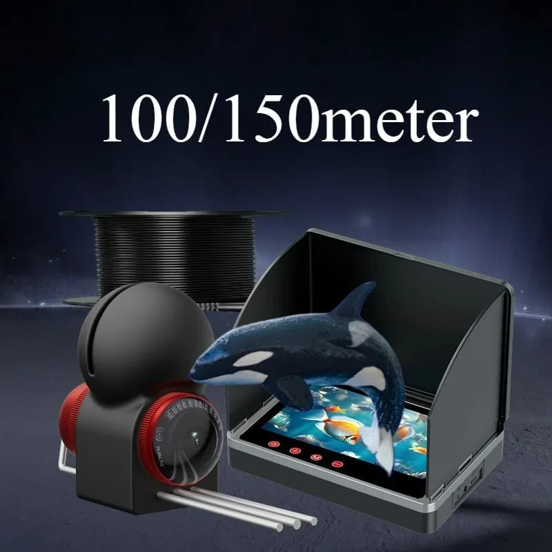 Caméra sous-marine pêche 5" Ultra HD 150m - Détecteur poissons étanche pour glace mer profonde bateau