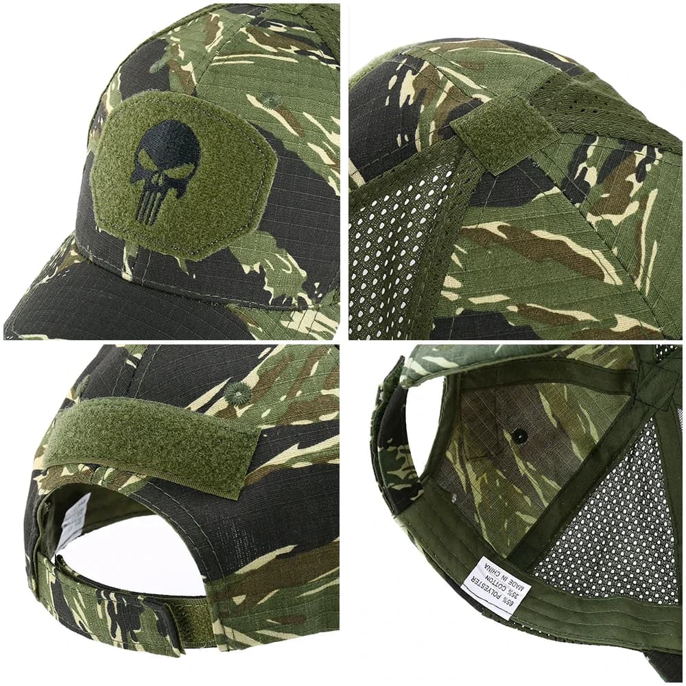 Casquette de pêche camouflage crâne pour sports nautiques et protection solaire été