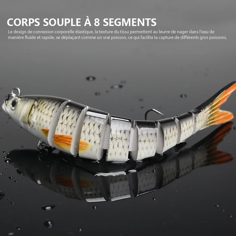Leurre souple articulé VTAVTA 10-14 cm, appât dur 8 segments pour la pêche aux leurres crankbait