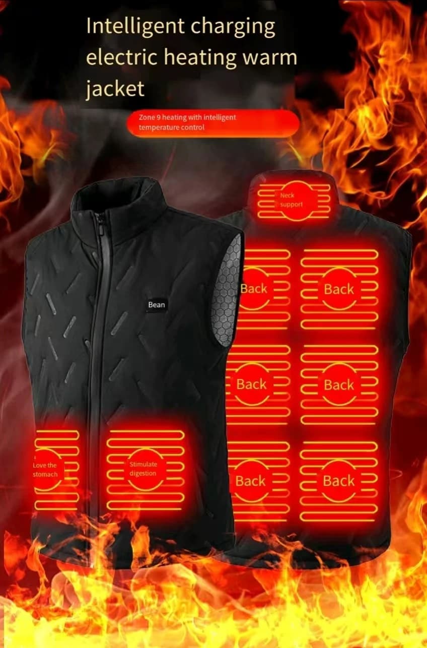 Gilet chauffant 9 zones double contrôle homme et femme pour automne et hiver sans batterie incluse