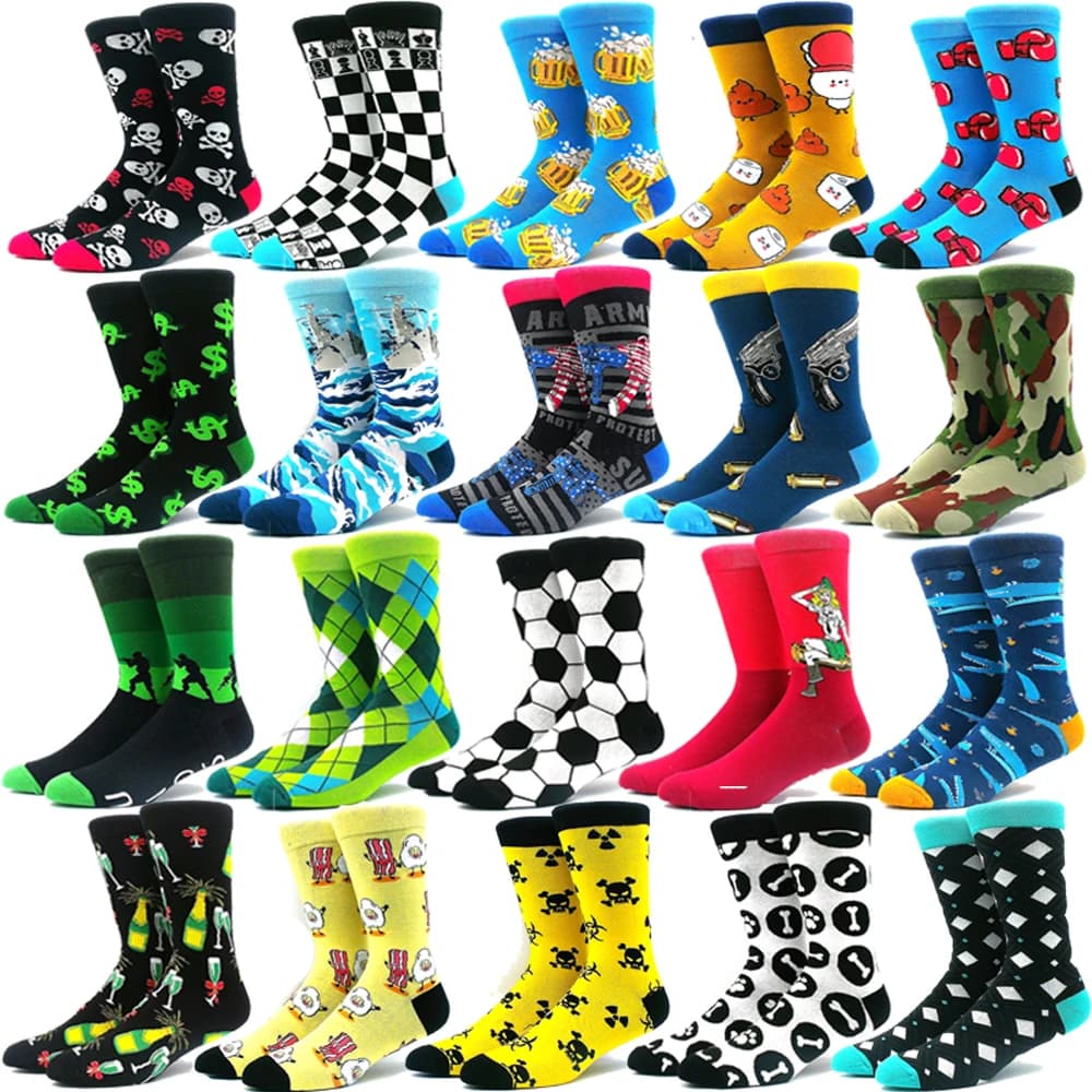 Chaussettes humour boxe damier noir blanc bière déguisement fun homme femme originales