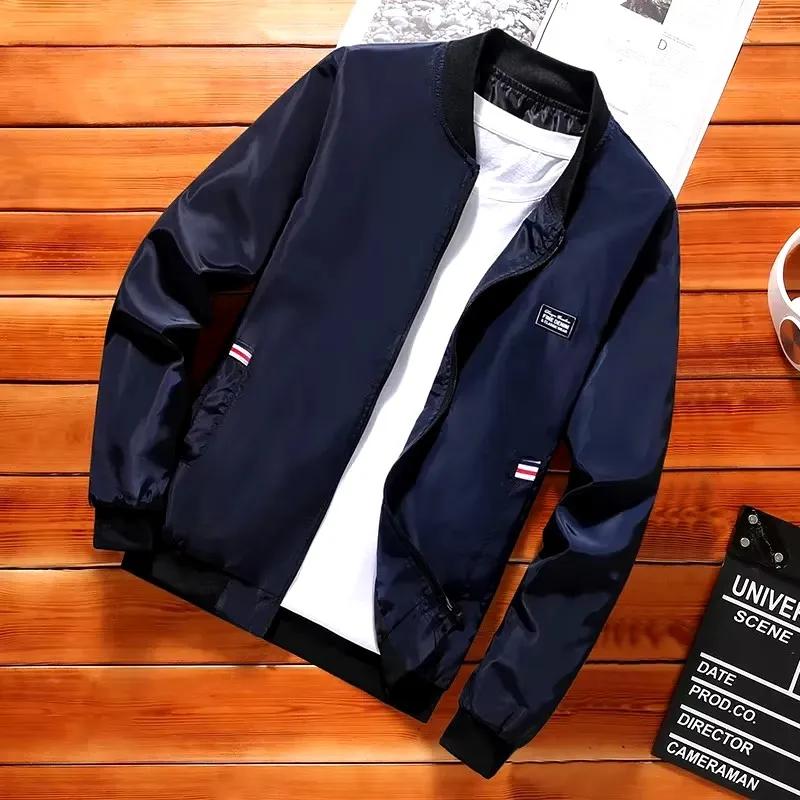 Veste bomber homme printemps à col baseball zippée - Coupe régulière tendance et chic pour vent léger