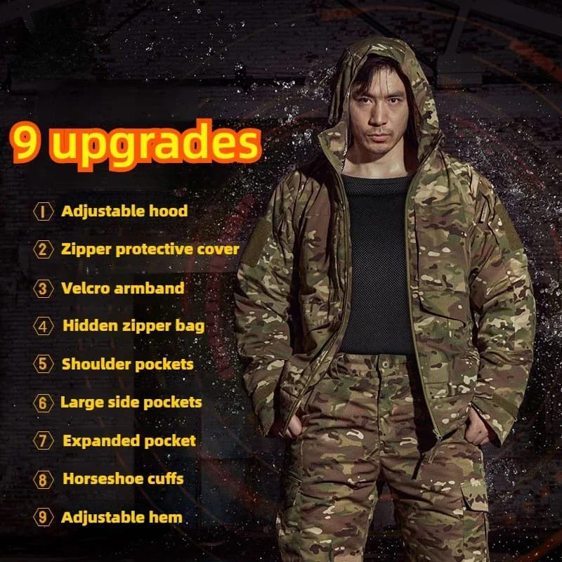 Veste camouflage pêche tactique - Protection hivernale pour pêche discrète et confortable
