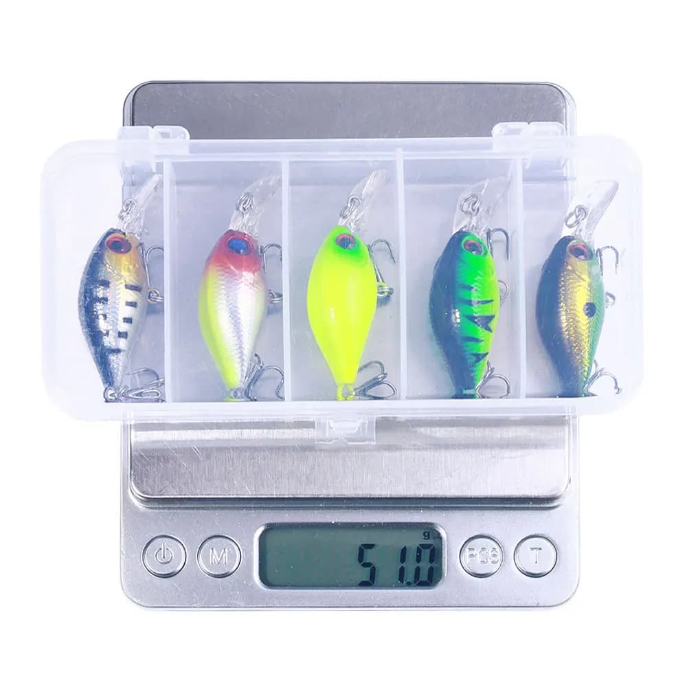Set 5Pcs Crankbait 4.4g 5cm - leurres crank pour pêche en surface du black bass, brochet et poisson rock