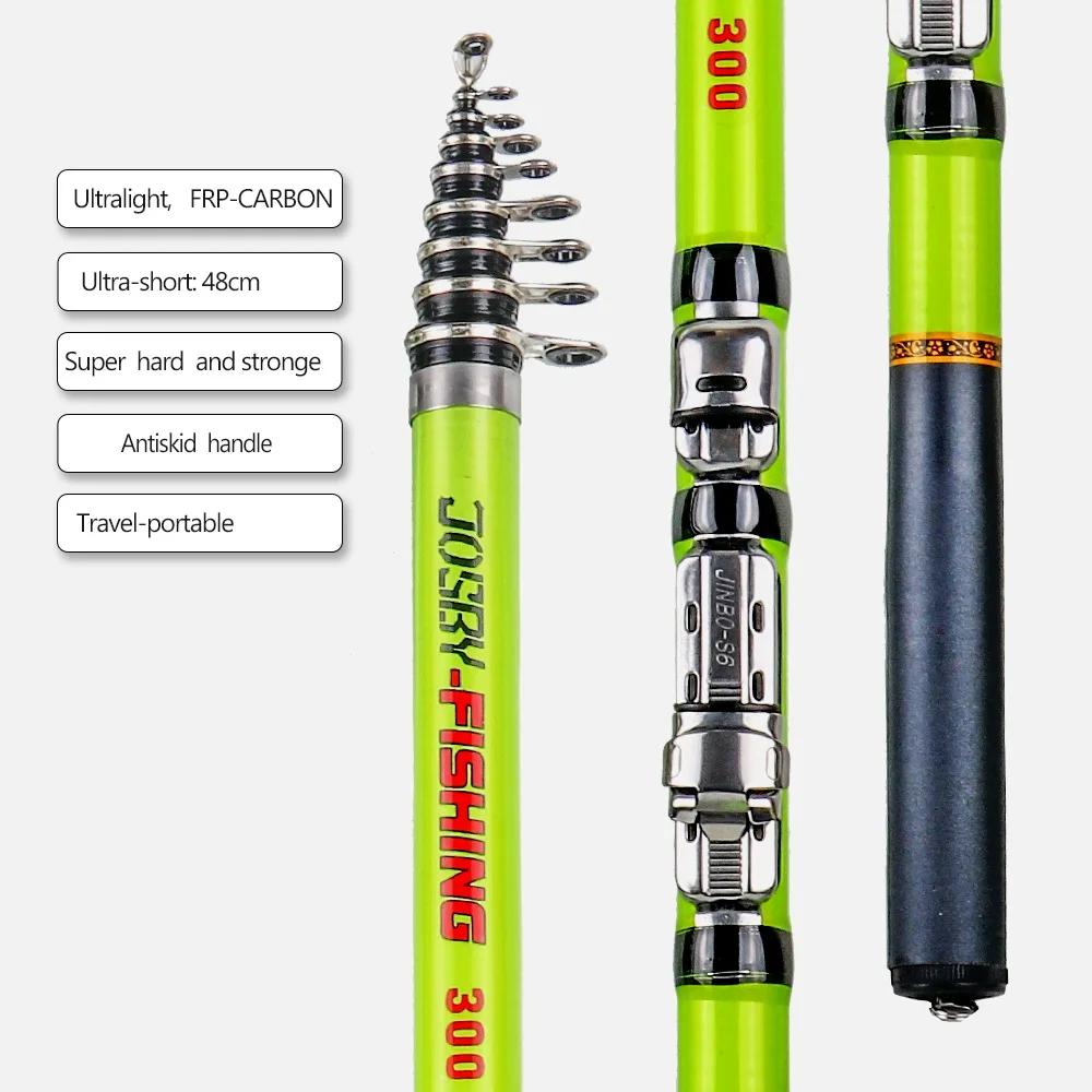 Canne pêche télescopique carbone 1.5m-3m - Rod spinning fly carp feeder mini travel avec siège moulinet