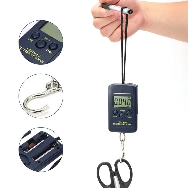 Mini balance électronique 40kg sans rétro pour pêche et cuisine - Pèse-bagages voyage avec sacs à bulles