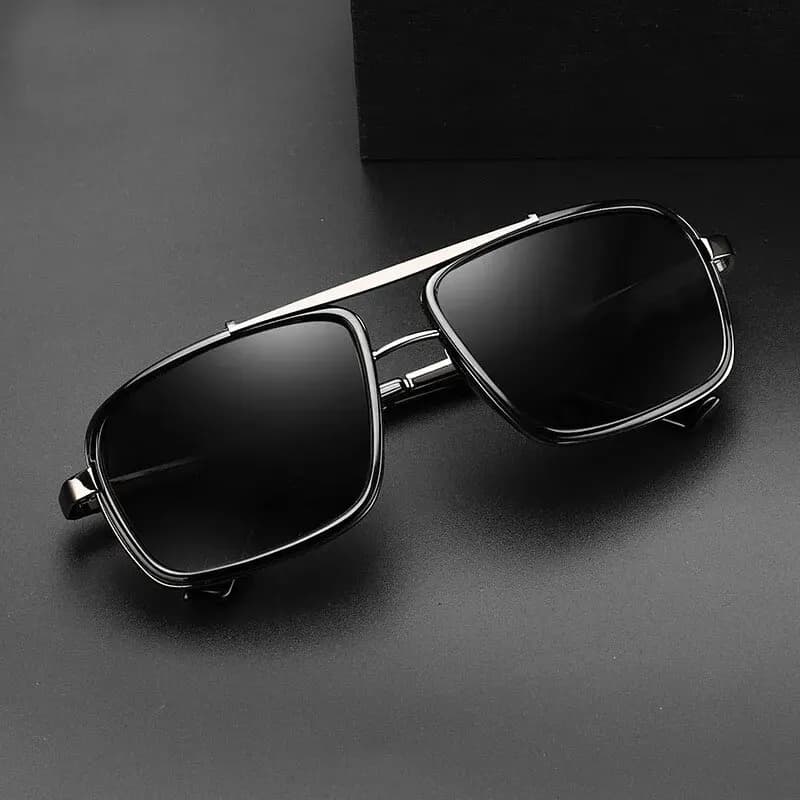 Lunettes de pêche aviateur UV400 pour hommes - Style punk avec double faisceau et protection totale