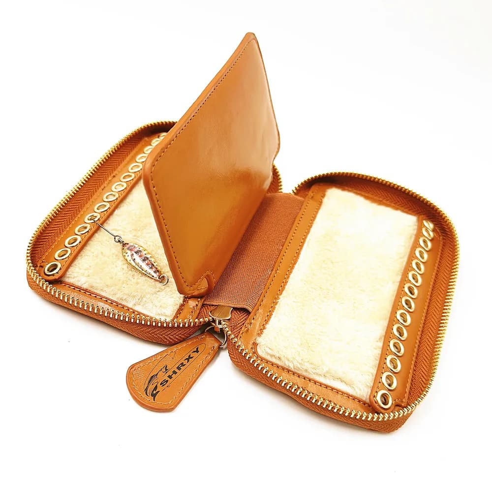 Porte-leurres séquins pêche à la mouche séchage mouches portefeuille cuir vachette pêcheurs