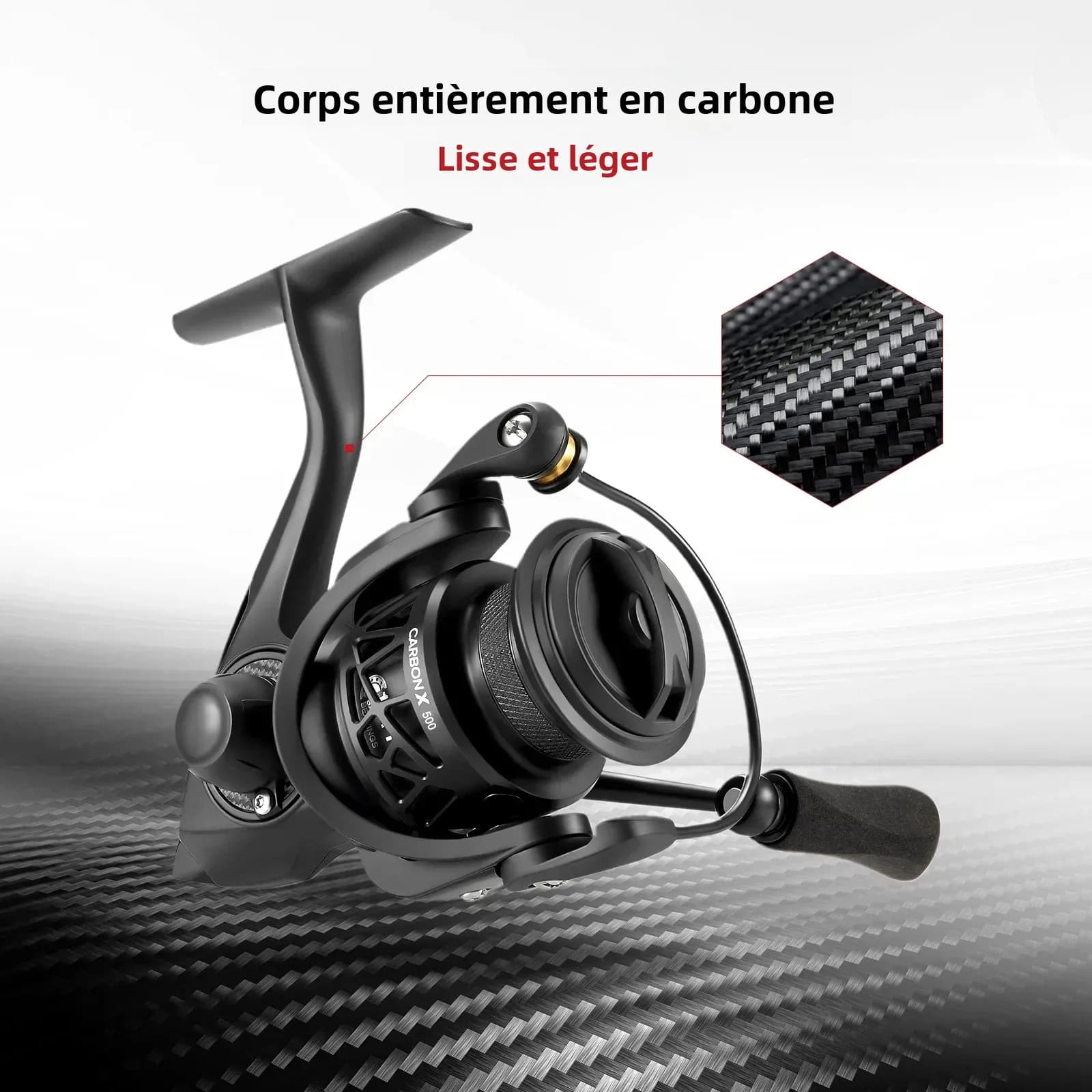 Moulinet spinning Piscifun Carbon X 145g ultra-léger 15kg drag pour truite et carnassiers en eau douce