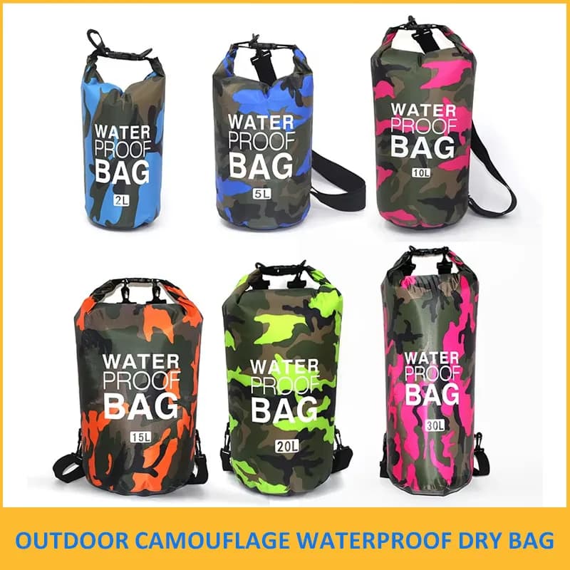 Sac étanche camouflage 2L à 30L pour rafting plongée randonnée aquatique et pêche