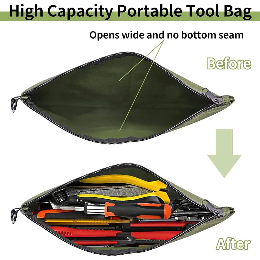 Sac à outils pêche multifonction étanche avec poches zippées pour rangement camping et jardinage