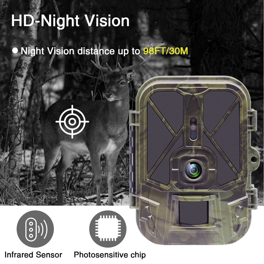 Caméra trappe outdoor 50MP 4K batterie 8000mAh étanche vision nocturne infrarouge piège gibier