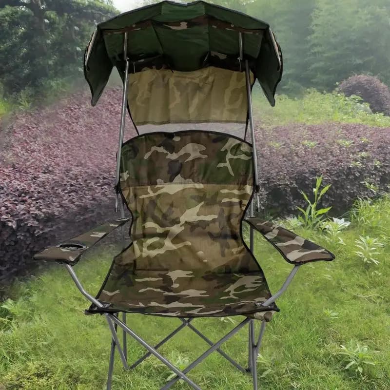 Chaise pliante avec pare-soleil camping transat portable tabouret pêche léger robuste protection UV