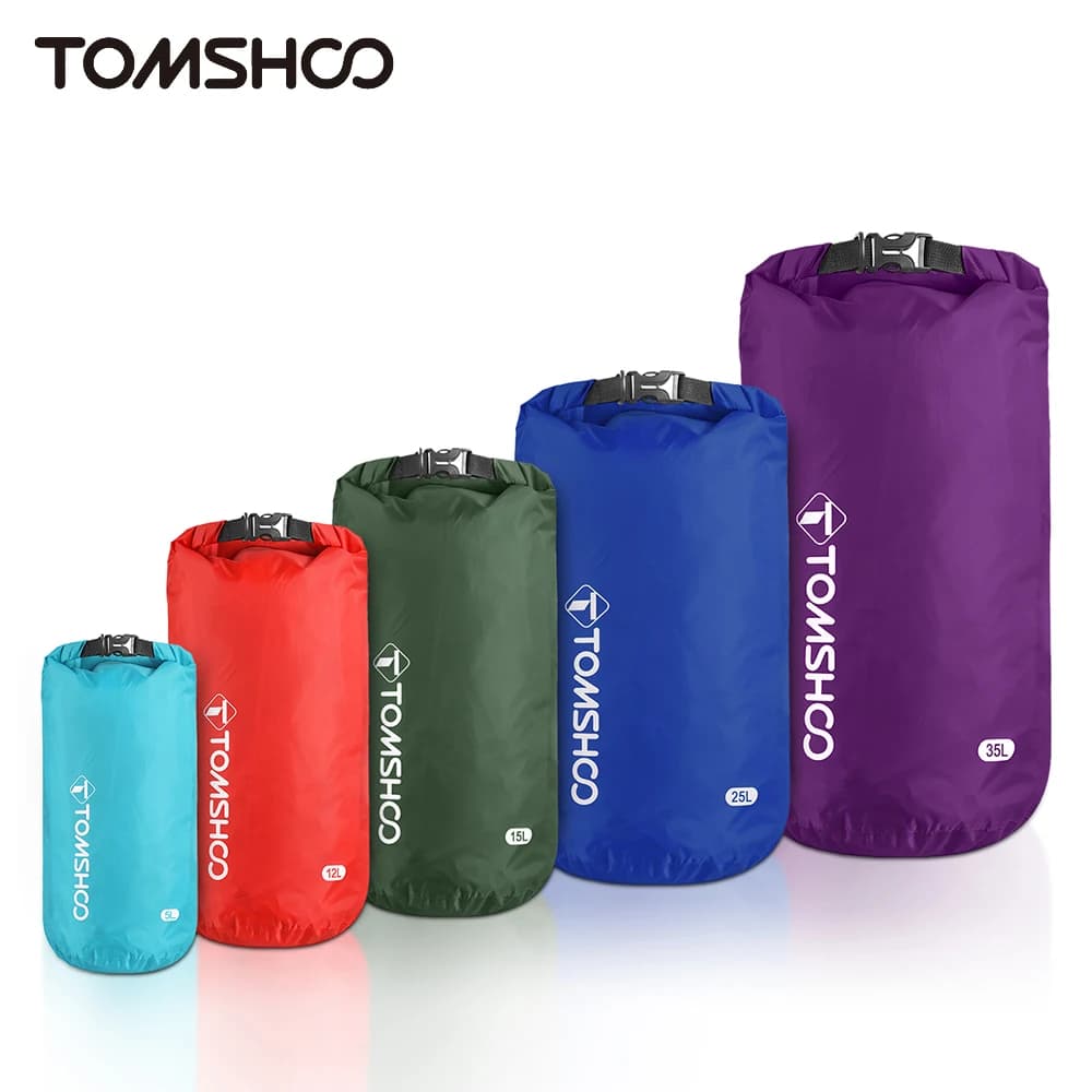 Pack 5 dry bags waterproof Tomshoo - Sacs étanches légers camping, bateau, randonnée