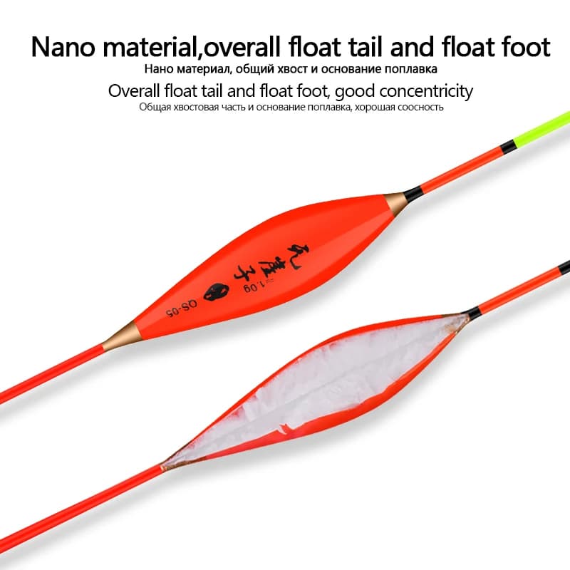 3 flotteurs nano + 1 tube composite queue dure pêche verticale carpe lac rivière bouée pesca accessoires