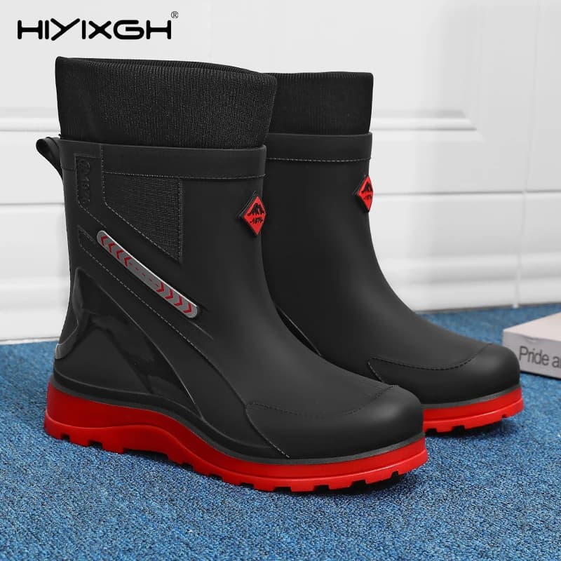 Bottes mi-mollet pêche 2026 antidérapantes - Chaussures travail extérieur semelle épaisse pour pêcheur